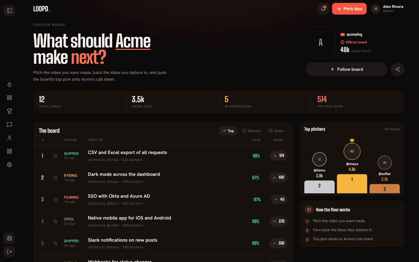 Launch a board in one screen